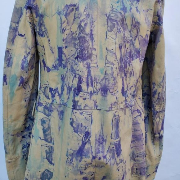 Burberry leather blazer jacket M L tan gray blue beige dyed rainbow purple ivory - Picture 8 of 16